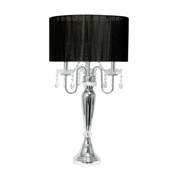 Lalia Home 31-in. Chrome Cascading Crystal Table Lamp, Black Shade LHT-4022-BK